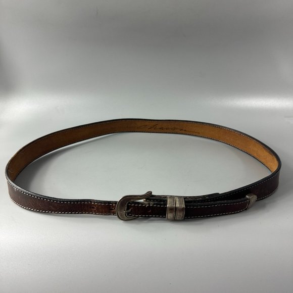 Vintage Chacon Sterling Silver Buckle Leather Belt - Picture 1 of 15